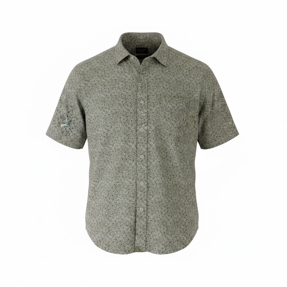 UNTUCKit Gouveia Men Large Green Floral Starburst Short Sleeve Button Down Shirt